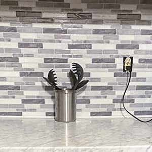Art3d Peel and Stick Backsplash Tiles for Kitchen in Grey Marble 12 in. x 12in. (10-Pack)