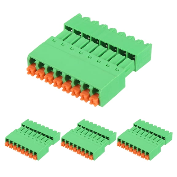 Uxcell 4 Set 0.15" Spring PCB Terminal Block Connector 8 Pin Straight Male Female Pluggable Terminals 26-16AWG Cable Green