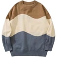 thumbnail image 1 of Suéter de punto de retazos para hombre 2024, ropa de calle de hip hop japonesa, suéteres holgados informales retro vintage de gran tamaño de estilo Harajuku, 1 of 6