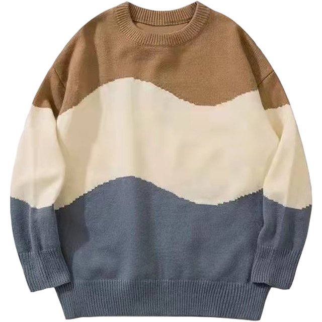 Suéter de punto de retazos para hombre 2024, ropa de calle de hip hop japonesa, suéteres holgados informales retro vintage de gran tamaño de estilo Harajuku