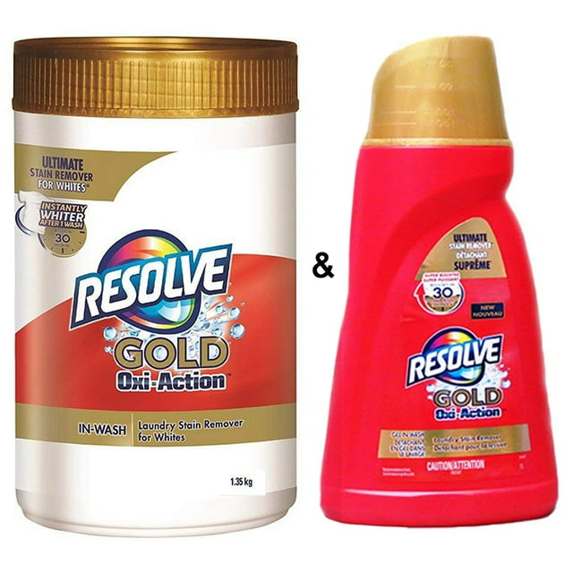 Resolve In Wash Powder: Gold 1.35Kg & Resolve Gel In-Wash Laundry Stain Remover- Gold Oxi-Action (1L)