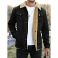 thumbnail image 2 of Men's Winter Trucker Jacket Thick Thermal Cotton Warm Fleece Lined Coat with Flap Pockets, 2 of 7
