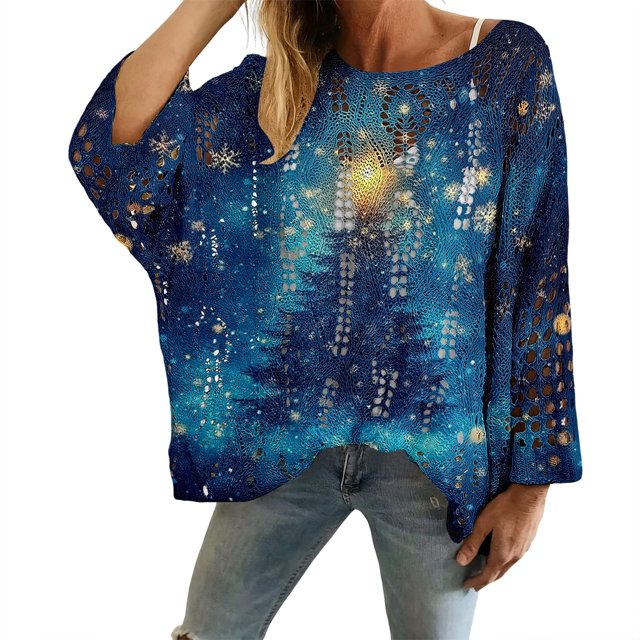 Chandails de Noël pour Femmes 2025 Col Rond Hiver Mignons Pulls