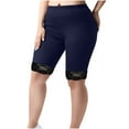 thumbnail image 2 of VBVC Women's Plus Knee Length Shorts,Ladies Breathable Stretchy Bottoms,Lace Workout Sweatpants For Women,Dark BlueL-5XL, 2 of 5