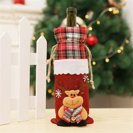 

Dealovy Red Wine Bottle Cover Bags Snowman Santa Claus Christmas Decoration Table Xmas Clearance