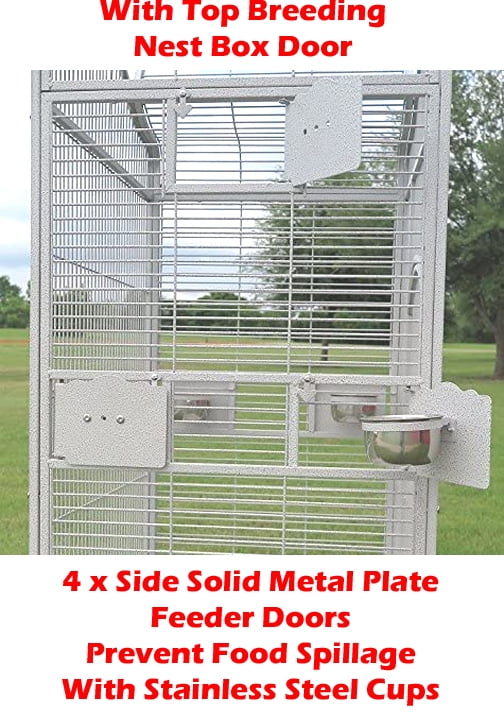 Deluxe X-LARGE 28" x 22" x 75"H Wrought Iron Play Top Double Metal Walk Ladder Bird Parrot Finch Macaw Cockatoo Bird Rolling Cage With Toy Hook