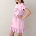 thumbnail image 4 of CHEEREAM Nightgown Dress For Girls Pleated Summer Short Sleeve Ruffle Hem Swing Mini Dresses for Kids Bowtie Decorated Daily Wear, 4 of 8