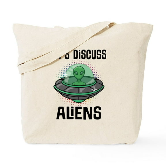 CafePress - Lets Discuss Aliens - Unisex Canvas Tote Bag, Beige, 1-Piece