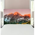 thumbnail image 1 of Mountain Headboard, Scenic Western American Mountains on Valley with Snowy Peaks at Sunset Landscape, Upholstered Decorative Metal Bed Headboard with Memory Foam, Twin Size, Multicolor, by Ambesonne, 1 of 4