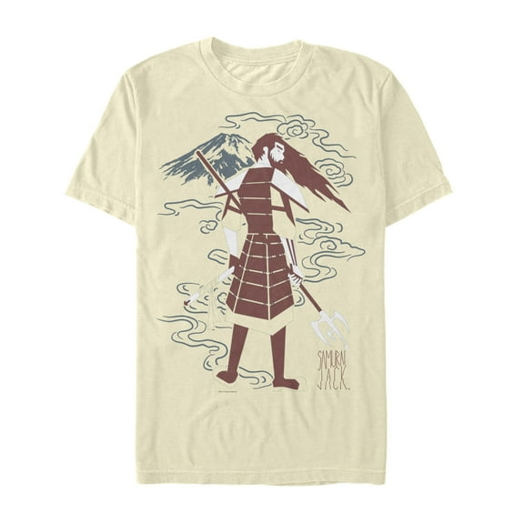 Men's Samurai Jack Mountain Sketch  Graphic Tee Cream Medium