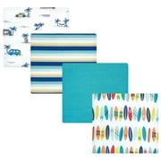 Luvable Friends Hudson Baby Flannel Receiving Blankets 4pk, Surf