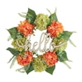 thumbnail image 1 of Corona artificial para puerta de entrada, decoración del hogar con letrero de "Hola", regalo creativo decorativo Verde naranja, 1 of 9