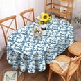 thumbnail image 2 of Polyester Oval 60 x 84 Inch Washable Reusable Waterproof Table Cloth - Pastoral Blue Floral Print Table Cover for Indoor and Outdoor Decoration, 2 of 5