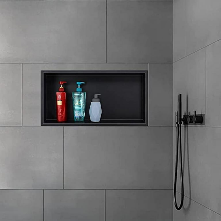 Sanbege 24Ã 12 Shower NICHE Brushed Stainless Steel, Recessed Shower Caddy, Bathroom Shelf Insert Fits Fo