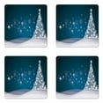 thumbnail image 1 of Christmas Coaster Set of 4, Fantasy Backdrop Abstract Xmas Tree Dreamlike Snowflakes Dots Wintertime, Square Hardboard Gloss Coasters, Standard Size, Slate Blue White, by Ambesonne, 1 of 2