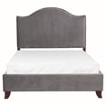 thumbnail image 2 of Gray Velvet Upholstered Size Bed, Modern Traditional Appeal, Solid Wood Frame, Headboard & Nailhead Trim, Box Spring Compulsory For Use Full Upholstery, Framework, With Installation And, 2 of 2