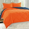 thumbnail image 1 of Dayton Twin Size 2-Piece Reversible Comforter Set Soft Brushed Microfiber Quilted Bed Cover Orange & Navy, 1 of 1