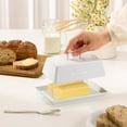 thumbnail image 5 of Kook Ceramic Extra Large Butter Dish with Lid, Embossed, White, 5 of 5