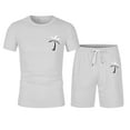thumbnail image 3 of SHIXIAOO 2025 Men's Summer Tracksuit Plus Size Short Sleeve O Neck Athletic Suit Casual Color Block Drawstring Waist Tracksuit Set Mens Suits Tan Big and Tall Mens Suit, 3 of 6