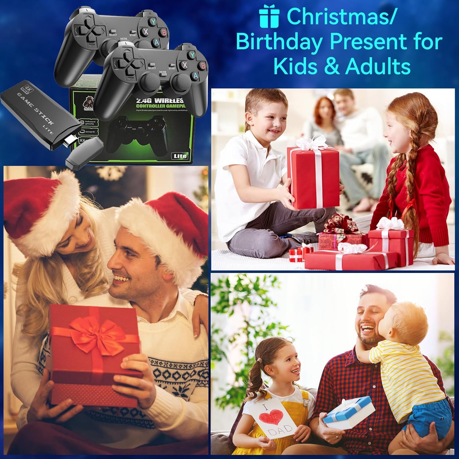 Retro Game Console, Retro Game Stick, Wireless Retro Game Console with 20000  Games and 9 Emulators, Retro Drive Game Stick 4K HDMI Output, 2.4GHz Wireless TV Plug and Play Controller