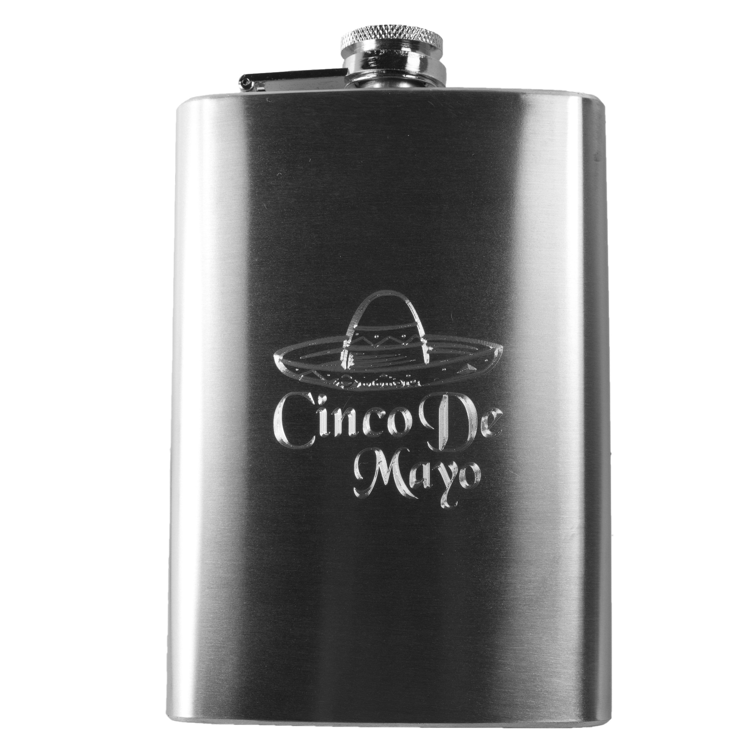 8oz BLACK Cinco De Mayo Flask 8oz BLACK Cinco De Mayo Flask