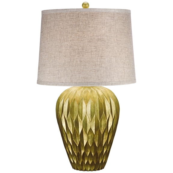 Possini Euro Design Buckhead Modern Table Lamp 28" Tall Warm Bronze Brown Geometric Fabric Drum Shade for Bedroom Living Room Bedside Nightstand