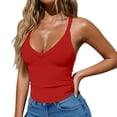 thumbnail image 2 of Endives Womens Tank Tops Ribbed Workout Tank Top With Built in Bra Tight Racerback Neck Athletic Sport Tank Top Red, 2 of 4