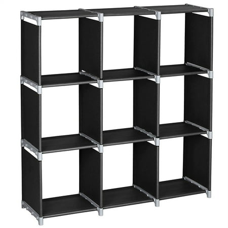

12.68” x 11.73” x 13.07” Storage Shelf 3 Tiers 9 Compartments ，Multifunctional Assembled，Plastic Connectors and Non-Woven Fabric for Bedroom/Livingroom ，Black