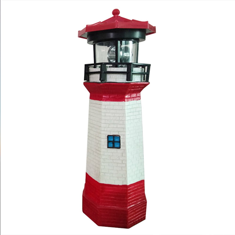 2 x LED Solar Powered Lighthouse Statue Rotating Garden Lighting  Outdoor 