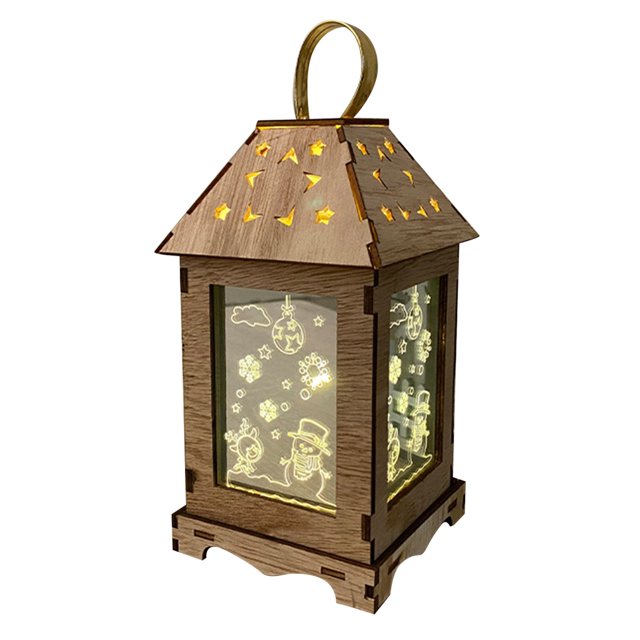 TIMIFIS Christmas Decorations Lights Wooden Wind Lantern Led Luminous Pattern Creative Decoration Portable Lantern