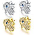 thumbnail image 1 of Mal de Ojo y Mano Hamsa de Fátima Chapado en Oro Amarillo/Oro Blanco, 1 of 5