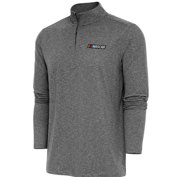 Men's Antigua  Heather Black NASCAR Hunk Quarter-Zip Pullover Top