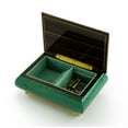 thumbnail image 2 of Brilliant Green Stain 30 Note Musical Jewelry Box with Frog on Lily Pad with Fireflies Wood Inlay - Hey Jude, 2 of 2