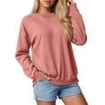 thumbnail image 2 of idosla Sweatshirt for women Side Split Fall Fashion 2025 Long Sleeve Shirts Trending Now (Watermelon Red, S), 2 of 7