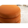 thumbnail image 4 of Round Ottoman Storage Box, Velvet Pouffe Footstool 18.5'' Padded Stool Seat, Wooden Frame Footrest Vanity Stool for Makeup Room Bedroom Living Room Balcony (Orange), 4 of 9