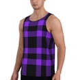 thumbnail image 2 of Easygdp Purple Buffalo Plaid Men's Tank Top, Sleeveless Muscle T Shirts, Breathable, Quick-Dry, Loose for Gym, Running, Fitness - Small, 2 of 9