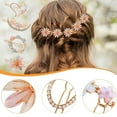 thumbnail image 6 of 3 Pack Flower Hair Clips for Girls and Ladies - Rhinestone Decorative Metal Gold Accessories, 6 of 8