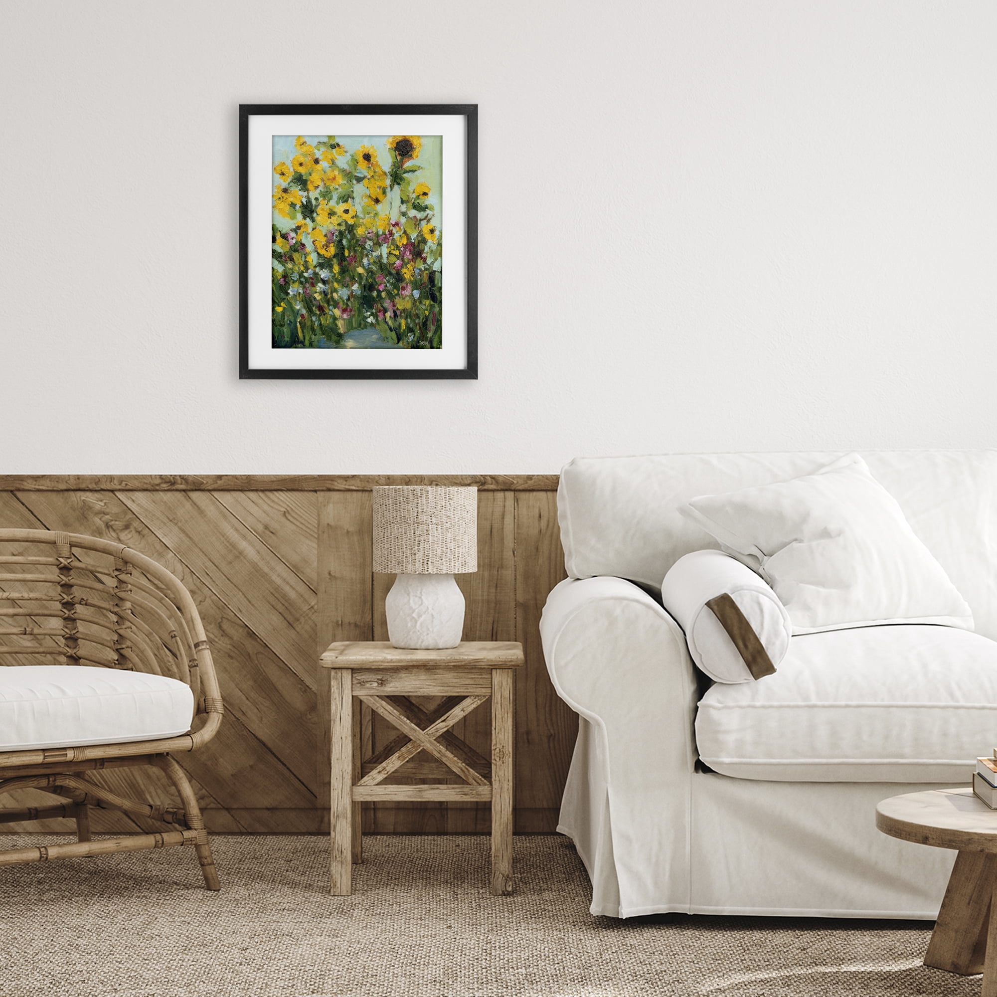Stupell Industries Sunlit Sunflowers in Garden Black Framed Print Under Glass, design by Carson Overstreet