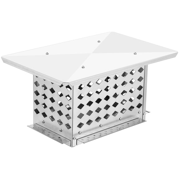Chimney Cap, Flue Caps, 304 Stainless Steel Fireplace Chimney Cover Mesh Chimney Flue Cover for Outside, with Adjustable Metal Strips, Screws & Gloves