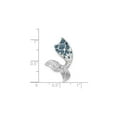 thumbnail image 2 of Sterling Silver Rhodium-Plated Polished Crystal Mermaid Tail Chain Slide, 2 of 4
