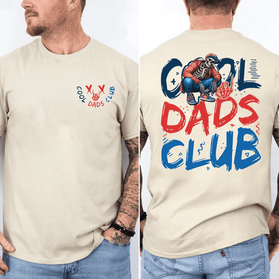 Cool Dads Club Shirt Funny Dad Skeleton Graphic Tee, Cool Dad T-Shirt, Fathers Day Gift for Dad Husband, Front and Back Print, Soft Cotton Unisex Shirt