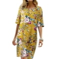 thumbnail image 6 of Dresses for Women Summer Ladies Closure Design Round Neck Short Sleeve Flower Prints Dress, 6 of 6