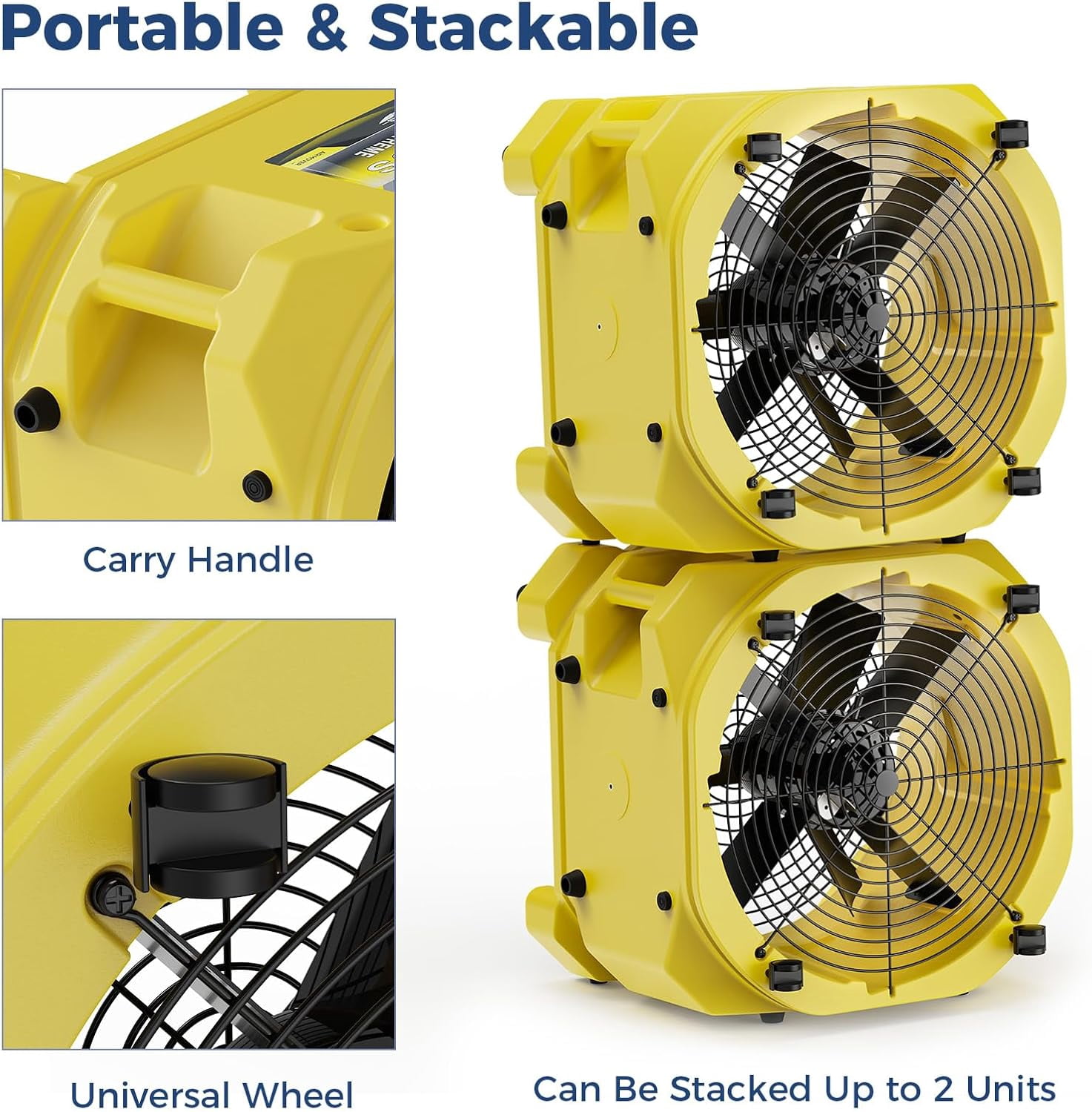 ALORAIR 3000 CFM Axial Air Mover Floor Dryer, Industrial High Velocity Carpet Dryer/Floor Fan/Blower, Stackable, Daisy Chain, for Water Damage Restoration, 10 Years Guarantee, Zeus Extreme