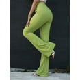 thumbnail image 3 of Women Close-fitting Flared Pants Solid Color High Waist Trousers, 3 of 5