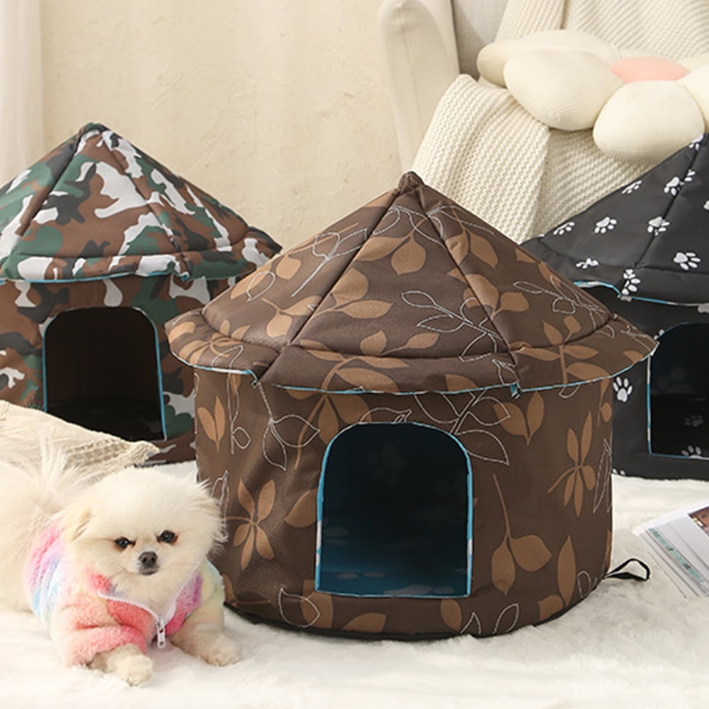 KYAIGUO Cat House with Removable Cushion Outdoor Cat House Weatherproof Four Season Pet Nest Kitty Shelter House Small Dog Tent Cabin for Indoor Outdoor