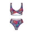 thumbnail image 4 of Rocae Tropical Leaves for Bikini Set for Women Two Piece Sexy High Swimsuits Split Crossover Bikini XX-Large, 4 of 9