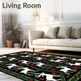thumbnail image 2 of ODIKA 2'x3' Machine Washable Non-Slip Area Rug, Nordic Reindeer and Snowflake with Whimsical Fir Branches High Traffic Rug with Pad, Black, 733382, 2 of 8