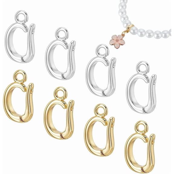 16Pcs 18k Gold Hinged Pull Clasp Charm Bail Metal Pendants Bails 2 Colors Necklace Clasp Enhancer Connector for Necklace Earring Bracelet Jewelry Making 12x7x3mm DIY