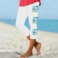 thumbnail image 2 of AnuYalue Floral Capri Leggings for Women Tummy Control High Waisted Yoga Capris Summer Knee Length Cropped Pants Boho Beach Pants, 2 of 5