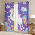thumbnail image 2 of Castle Fairy Cartoon Rainbow Unicorn Black Out Curtains for Preppy Child Girls,Kawaii Animal Curtains Pack of 2 (42x63 Each),Starry Sky Bedroom Curtains,Microfiber Bedroom Decor, 2 of 6